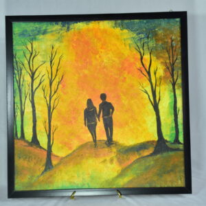this is Sunset Stroll – Art of Love and Togetherness hantmade painting