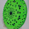 This is a Handcrafted Decorative Wall Plate featuring mirror work with a mandala-inspired floral design on a bright green base. - Image 3
