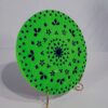 This is a Handcrafted Decorative Wall Plate featuring mirror work with a mandala-inspired floral design on a bright green base. - Image 2