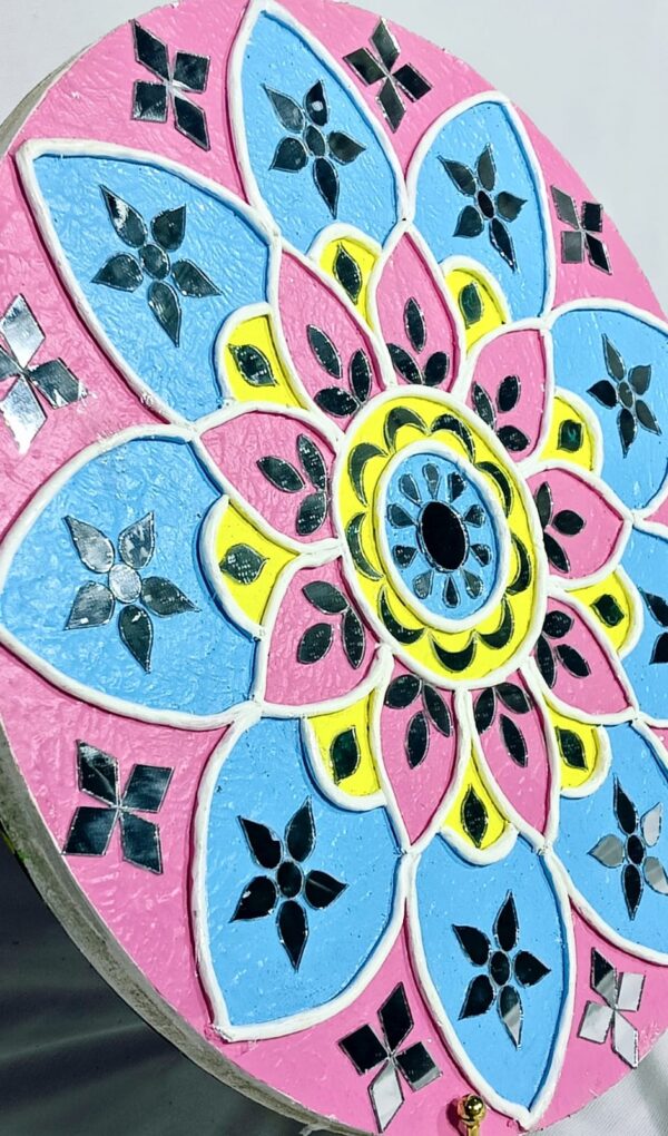 This is "Blooming Mandala Wall Plate - Handcrafted Decorative Textured Mandala Art - Image 2