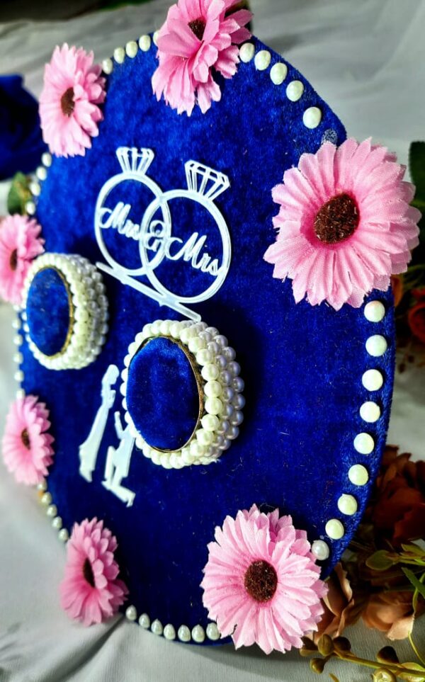 Royal Blue Velvet Engagement Ring Platter - Image 3