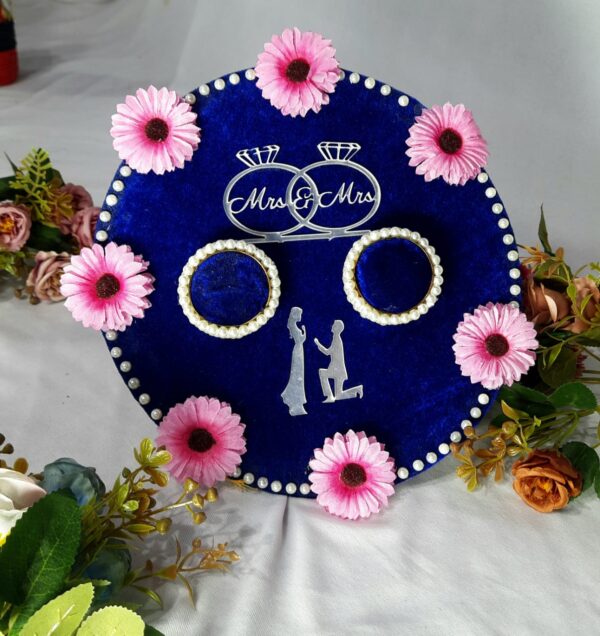 Royal Blue Velvet Engagement Ring Platter - Image 2