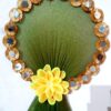 Decorative Blue Mirror Work Wall Hanging with Flower Accent - Image 3