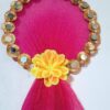 Decorative Blue Mirror Work Wall Hanging with Flower Accent - Image 2