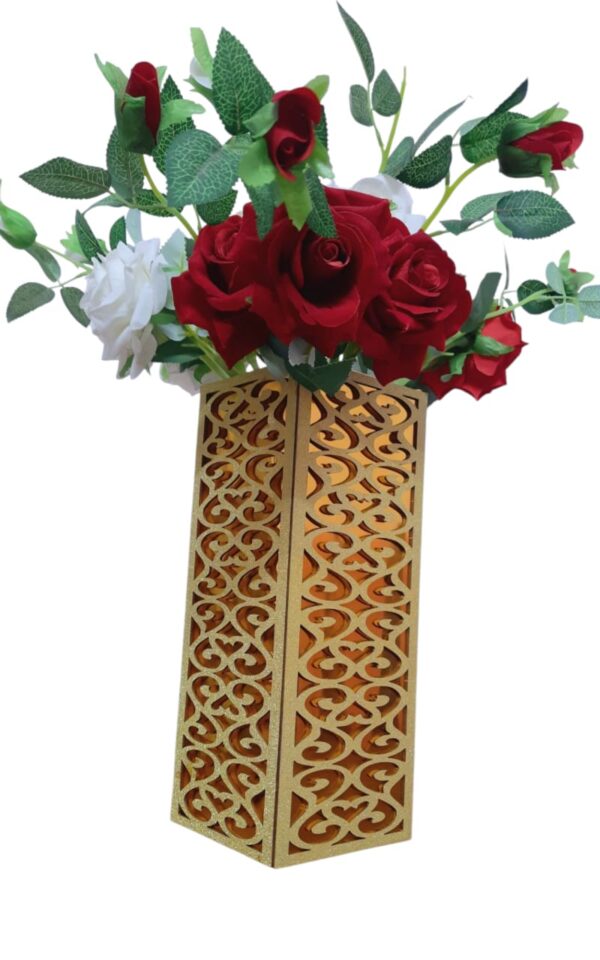 Artisan Geometric Flower Vase – Handcrafted Decorative MDF and Acrylic Floral Holder - Image 2