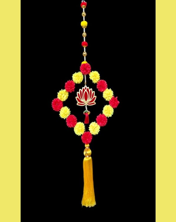 Lotus Floral Hanging Toran – Marigold-Inspired Wall Decor with Tassel