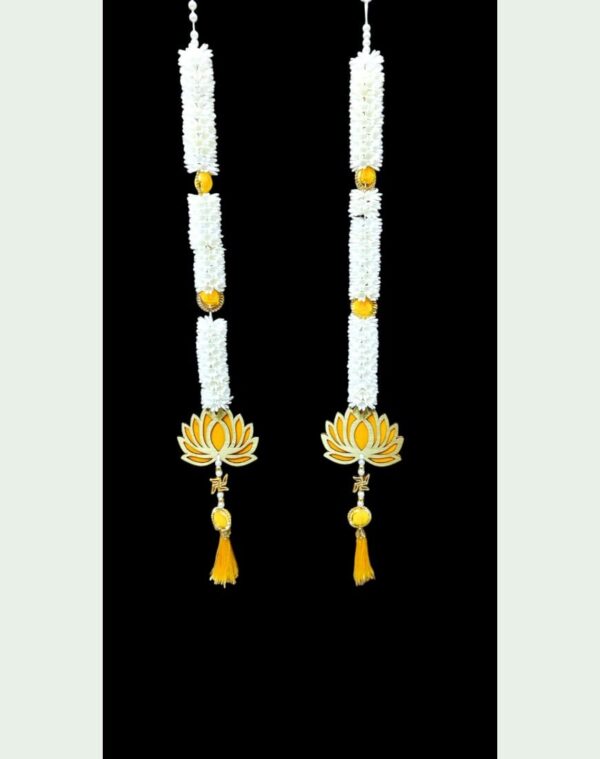 White Lotus Floral Toran Pair – Decorative Door Hanging
