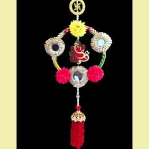 Ganesha-Themed Decorative Wall Hanging with Mirror Work & Tassels