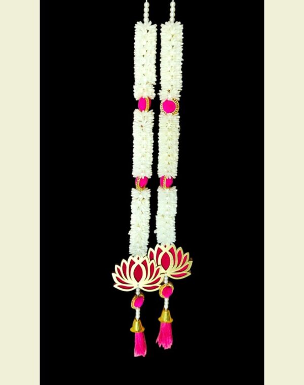 White Lotus Floral Toran Pair – Decorative Door Hanging - Image 2