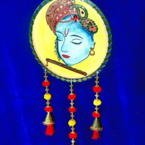 Lord Krishna Wall Hanging – Decorative Art with Tassels and Beads