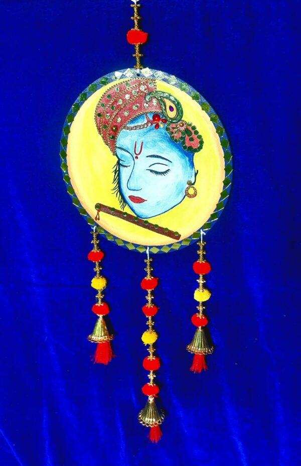 Lord Krishna Wall Hanging – Decorative Art with Tassels and Beads