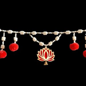 Elegant Pearl and Pom-Pom Decorative Door Toran with Lotus Pendant