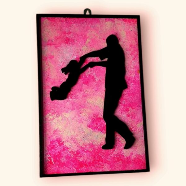 "Dad's Joy – Silhouette Art on Canvas" - Image 3