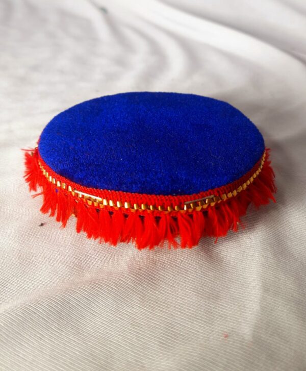 Handcrafted Velvet Aasan / Decorative Base for God Idol (Blue & Red)