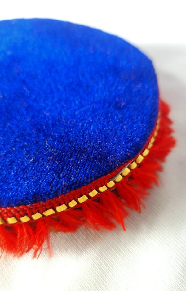 Handcrafted Velvet Aasan / Decorative Base for God Idol (Blue & Red) - Image 2