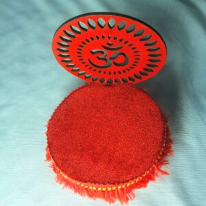 Velvet Pooja Aasan with Acrylic "ॐ" Backrest (Red Round Base)