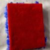 Velvet Pooja Aasan Rectangular (Red with Blue Lace) - Image 2
