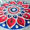 Decorative Rangoli Mat – Blue & Red Mandala Design - Image 2