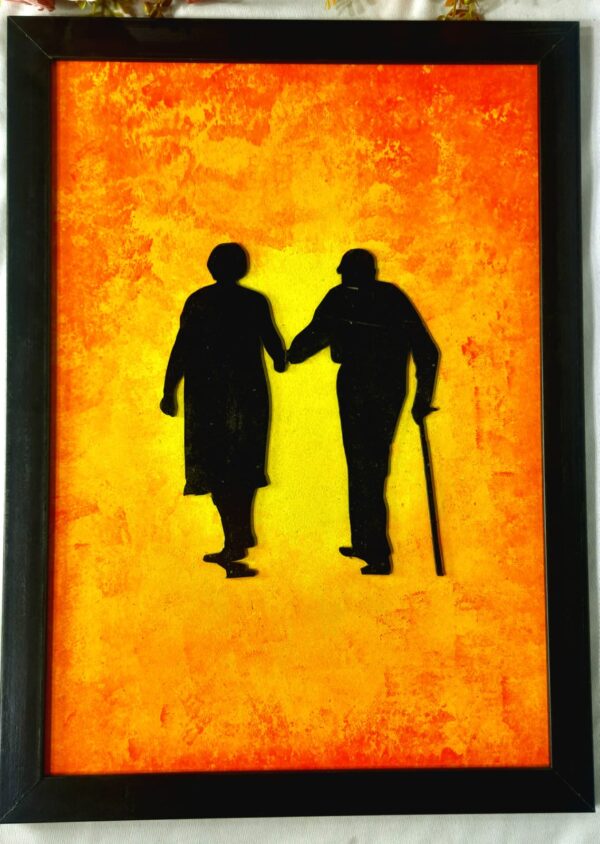 "Golden Years" Hand-Painted Silhouette Art (Framed) - Image 2