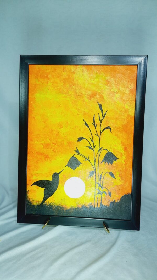 "Sunset Serenity" – Hummingbird Silhouette Wall painting Art - Image 3
