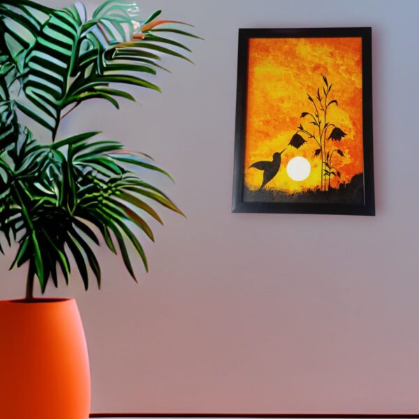 "Sunset Serenity" – Hummingbird Silhouette Wall painting Art