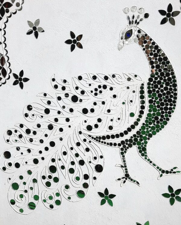 Royal Peacock Inlay Wall Panel  with mirror work - Image 2
