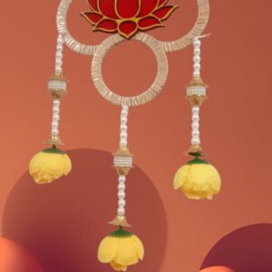 Sacred Lotus Pearl Floral Door Hanging with Yellow flowers
