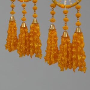 Golden Marigold Chakra Door Hanging with Pom-Pom Tassels (Set of 2)
