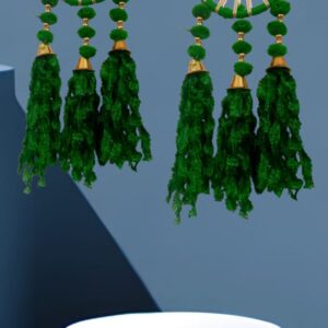 Emerald Chakra Door Hanging with Pom-Pom & Ruffle Tassels (Set of 2)