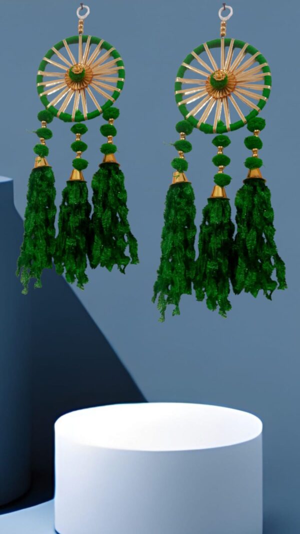 Emerald Chakra Door Hanging with Pom-Pom & Ruffle Tassels (Set of 2)