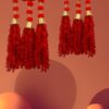 Twin Red Chakra Hanging with Pom-Pom Tassels (Set of 2)