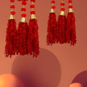 Twin Red Chakra Hanging with Pom-Pom Tassels (Set of 2)