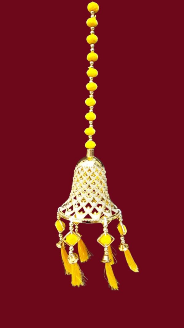 Exquisite Golden Latkan with Sunny Yellow Tassels | Decorative Hanging Bell - Image 2