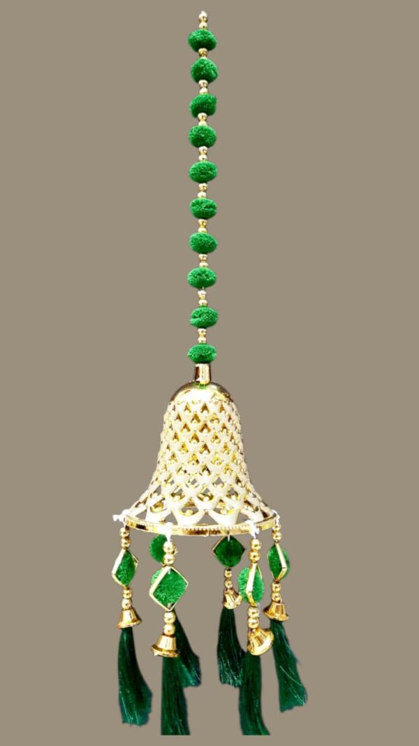 Golden Bell Latkan with Green Feathers & Beads - Image 3