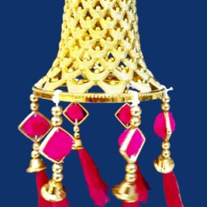 Exquisite Golden Latkan with Pink Tassels | Decorative Hanging Bell