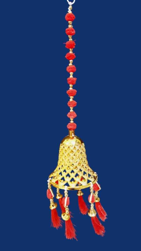 Golden Bell Latkan with Red Pom-Poms & Tassels - Image 2