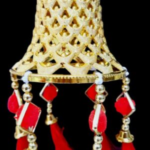 Golden Bell Latkan with Red Pom-Poms & Tassels
