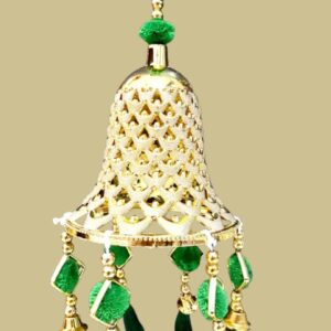 Golden Bell Latkan with Green Feathers & Beads