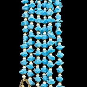 Sky Blue Floral Latkan Curtain Set