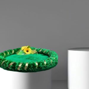 Green Velvet Mehendi Thali with Floral Décor