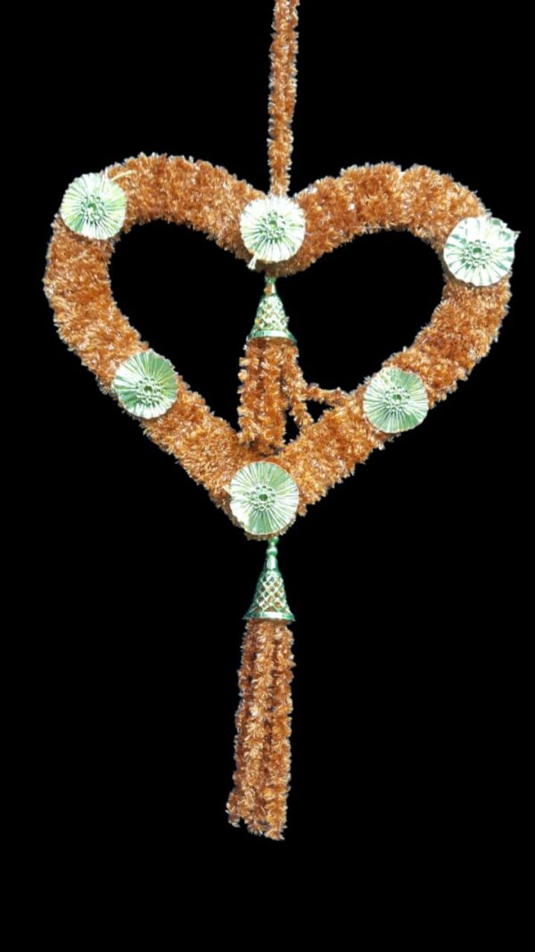 Golden Heart Shaped Decorative Latkan | Wedding & Festive Hanging Ornament