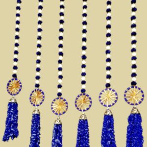 Royal Blue & Ivory Beaded Tassel Door/Wall Hanging (Toran/Latkan)