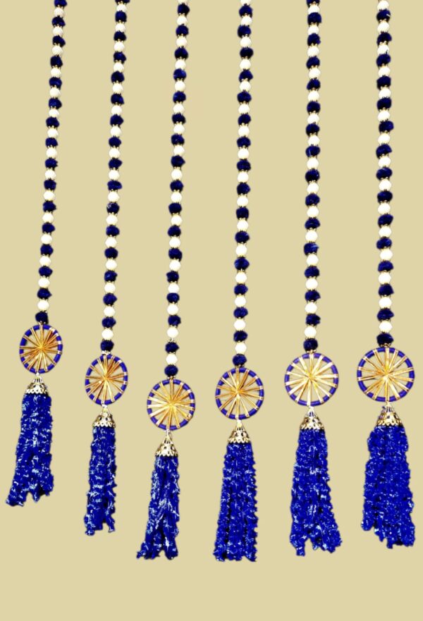 Royal Blue & Ivory Beaded Tassel Door/Wall Hanging (Toran/Latkan)