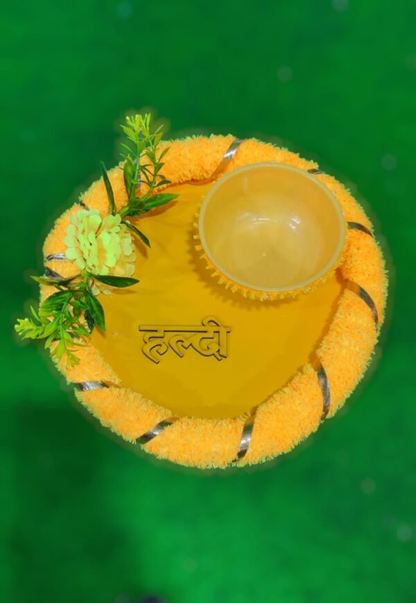 Haldi Ceremony Decorative Thali with Bowl - Image 2