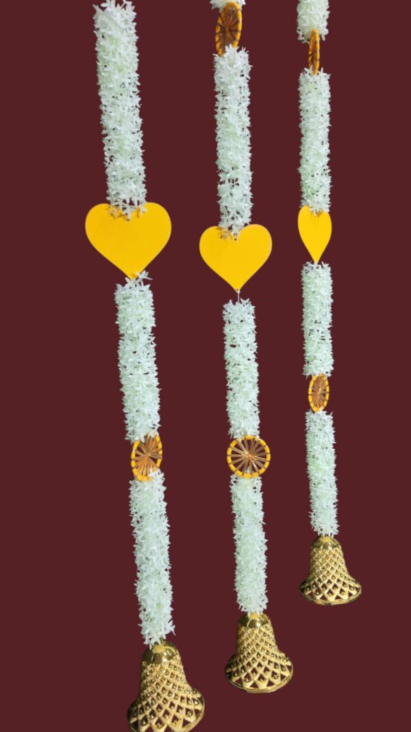Decorative Artificial Flower Toran Hangings with Golden Bells - Image 3