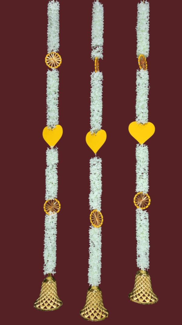 Decorative Artificial Flower Toran Hangings with Golden Bells