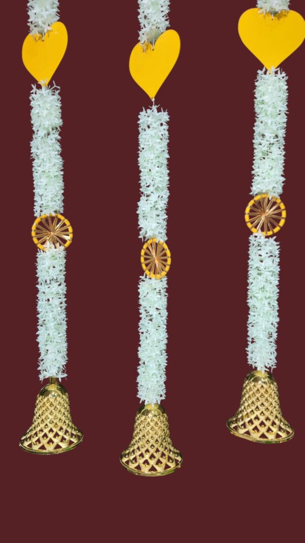 Decorative Artificial Flower Toran Hangings with Golden Bells - Image 2