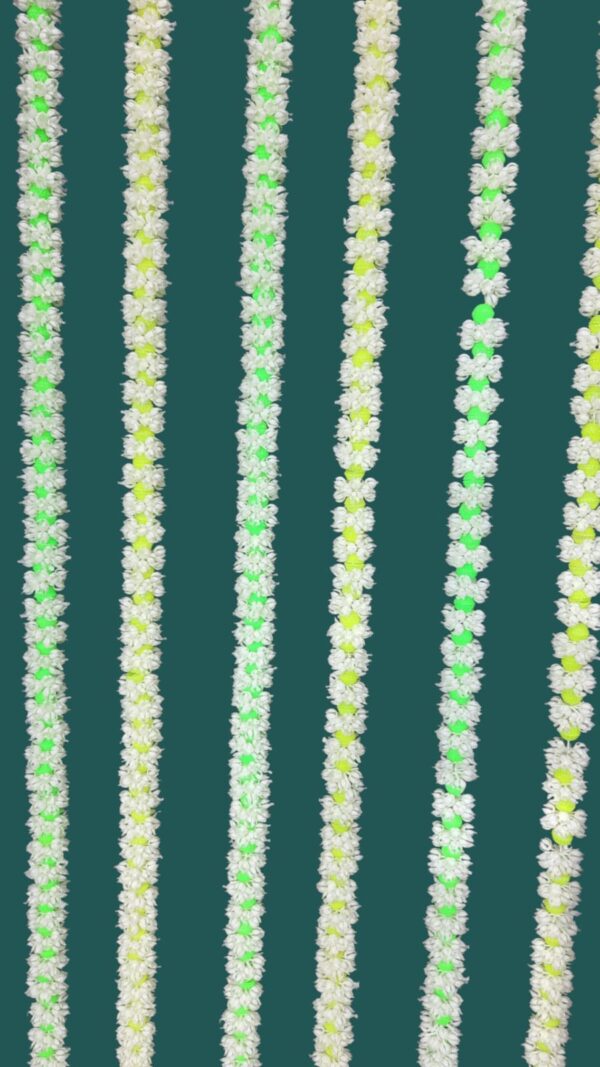 Artificial Green & White Floral Bell Hangings (Set of 6) - Image 2