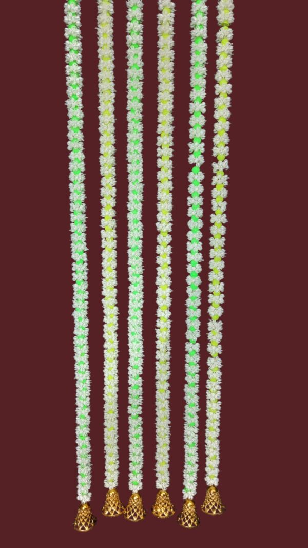 Artificial Green & White Floral Bell Hangings (Set of 6)