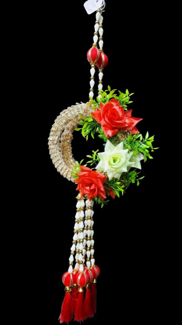Golden Floral Ring Latkan with Tassels - Image 5